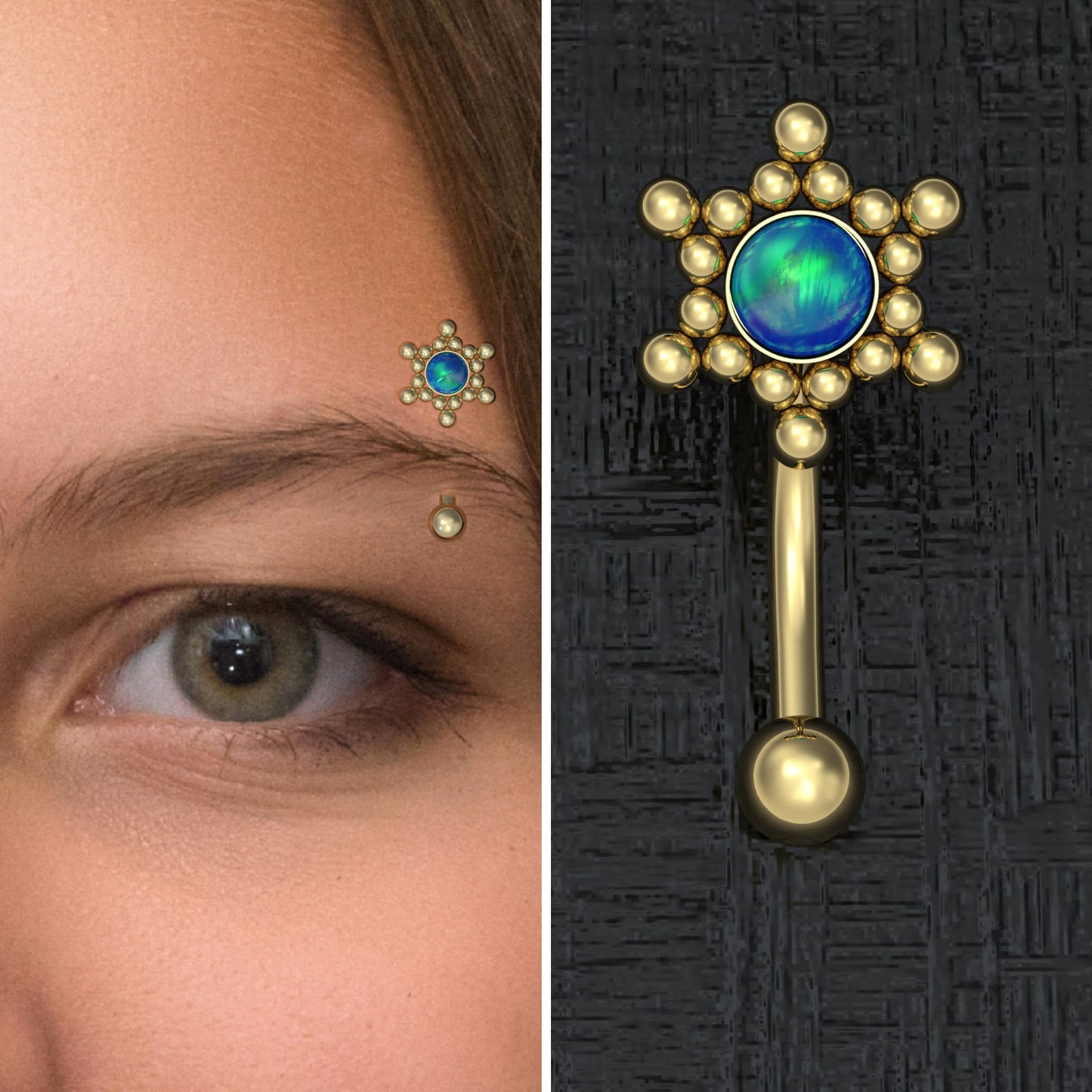 Surgical Steel Curved Barbell Piercing Opal - TitaniumFashion