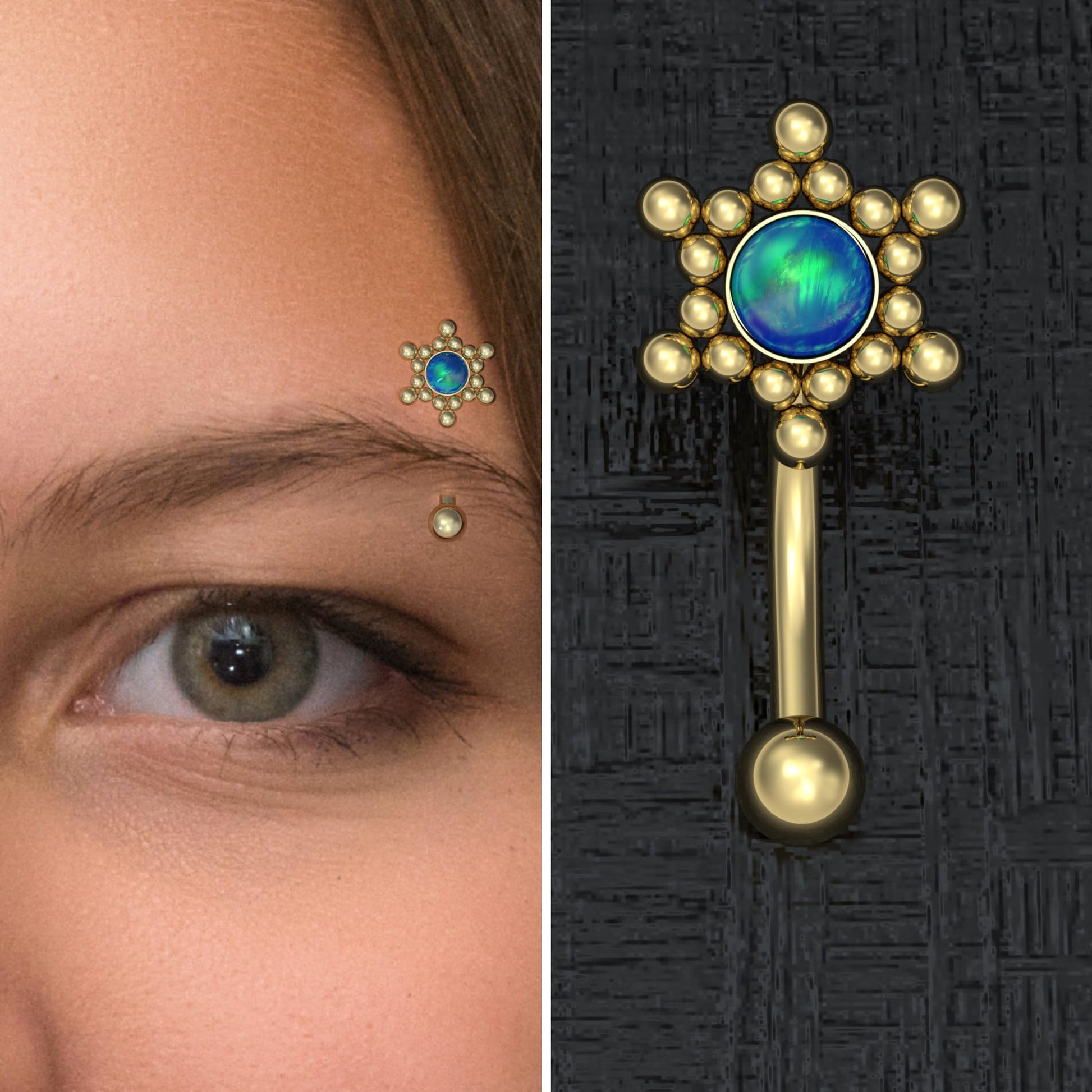 Surgical Steel Curved Barbell Piercing Opal - TitaniumFashion