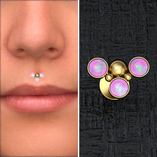 Opal Lip Labret Surgical Steel - TitaniumFashion