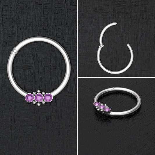 Surgical Steel Nipple Ring CZ - TitaniumFashion