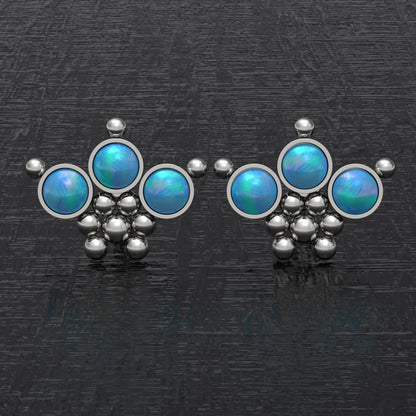 Opal Small Stud Earrings Titanium - TitaniumFashion