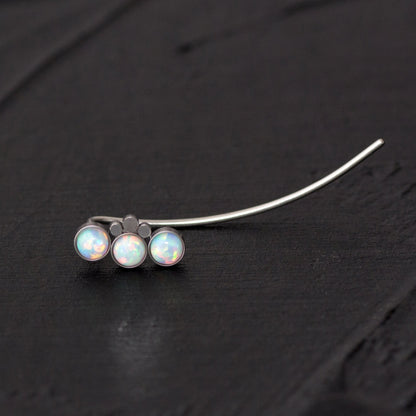 Opal Climbing Ear Cuff Earrings Surgical Steel - TitaniumFashion