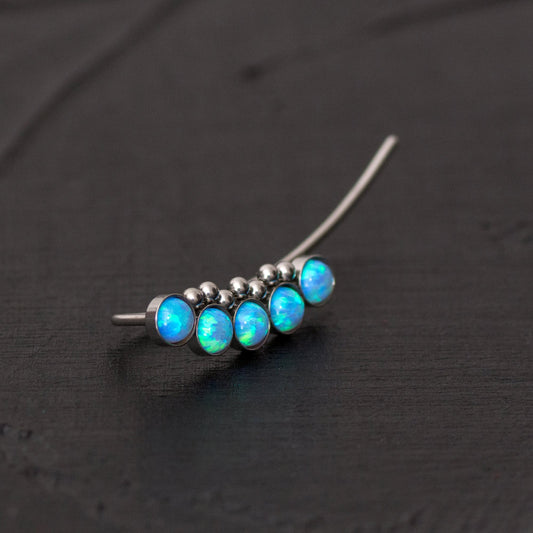 Opal Climbing Ear Cuff Earrings Surgical Steel - TitaniumFashion