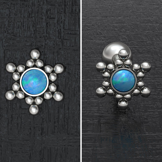 Titanium Tongue Ring Opal - TitaniumFashion