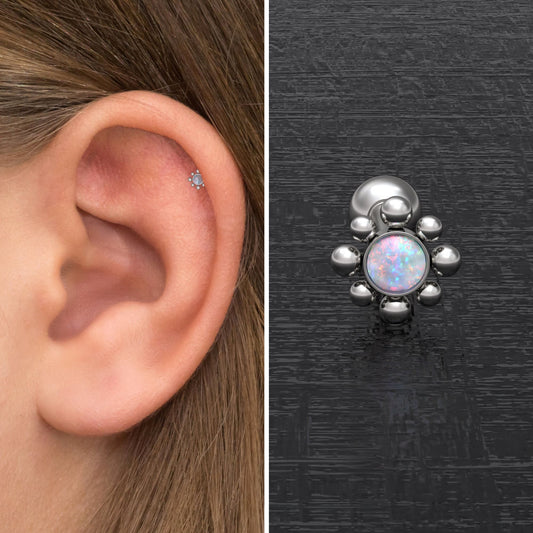 Surgical Steel Cartilage Earring Stud Opal - TitaniumFashion