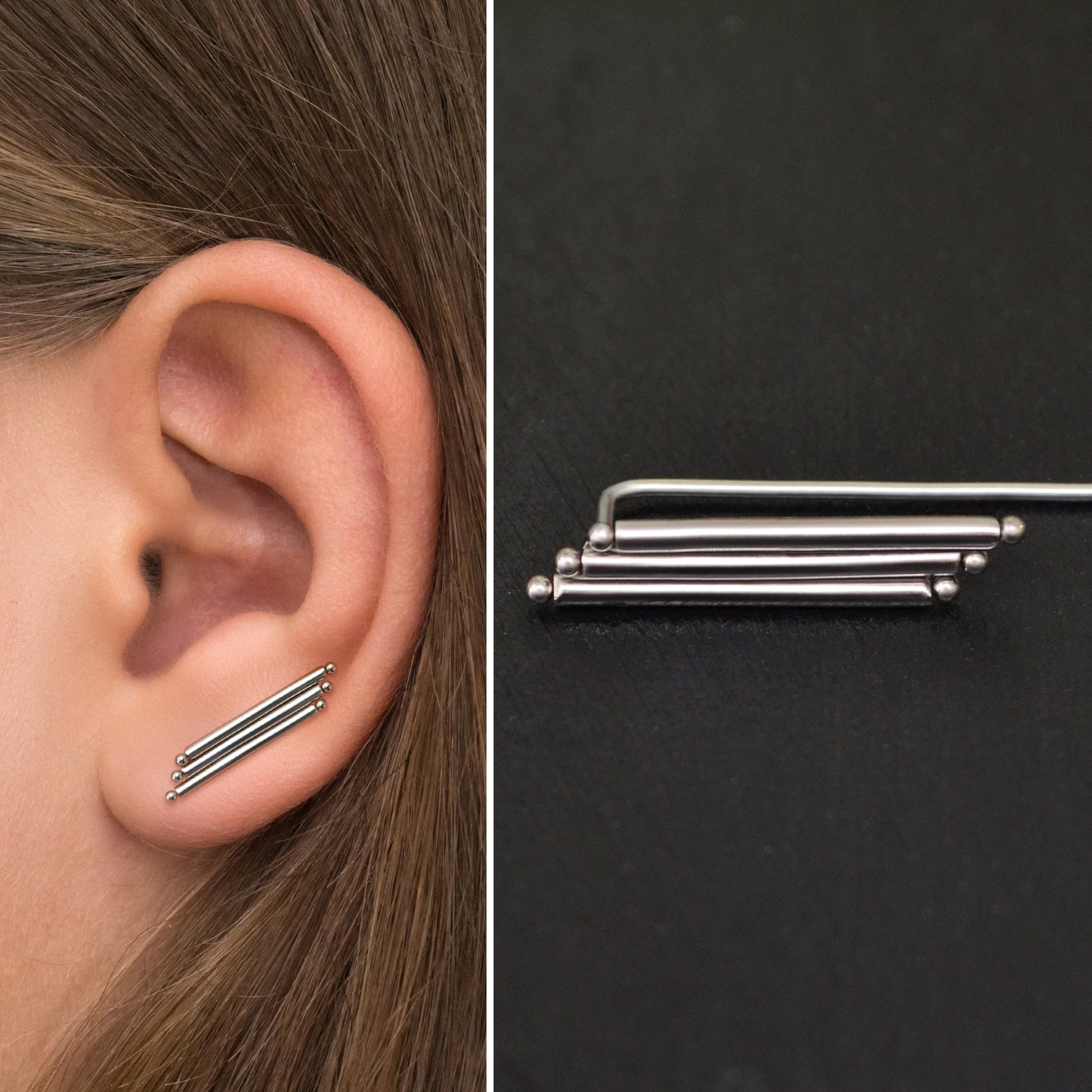 Climbing Ear Cuff Earrings Surgical Steel - TitaniumFashion