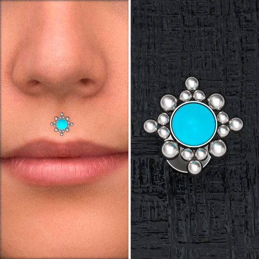 Turquoise Lip Labret - TitaniumFashion