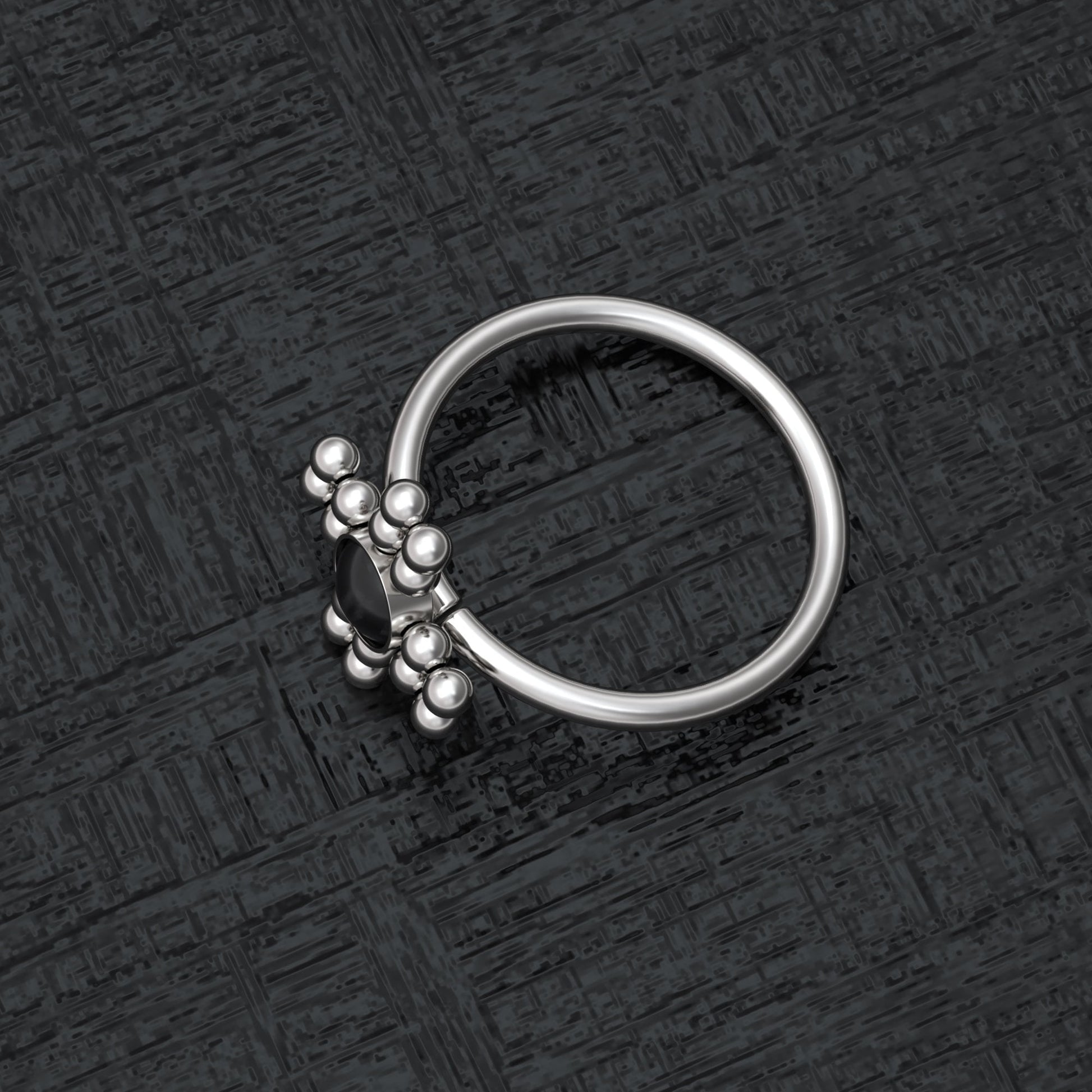 Surgical Steel Nose Ring Hoop Onyx - TitaniumFashion