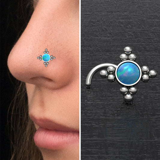 Opal Nose Stud Ring Titanium - TitaniumFashion
