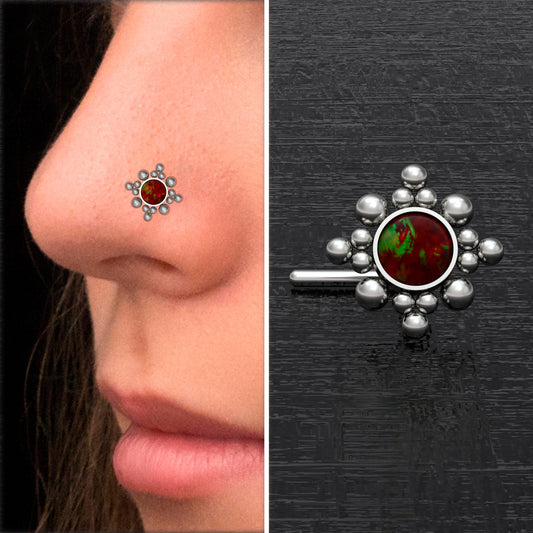 Titanium Nose Screw Stud Opal - TitaniumFashion