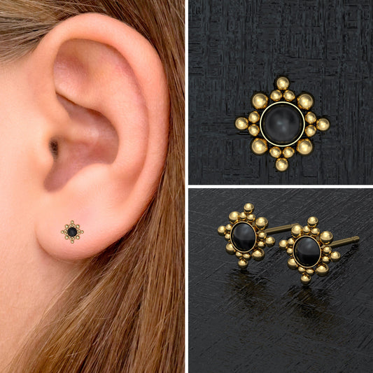 Onyx Small Stud Earrings - TitaniumFashion