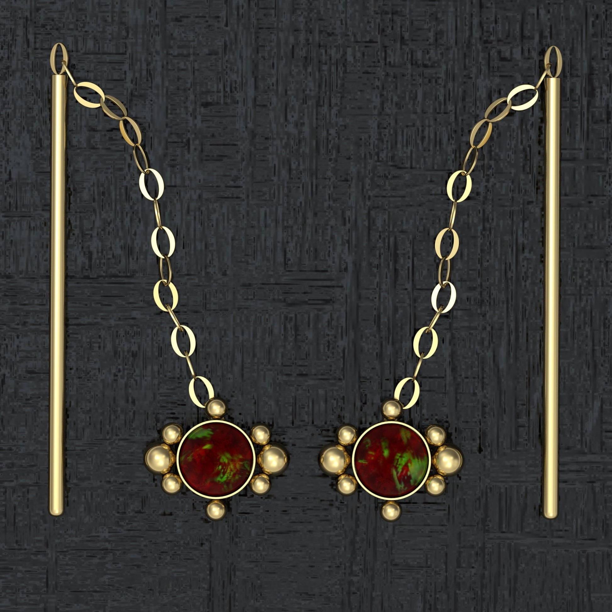Opal Dangle Chain Earrings - TitaniumFashion