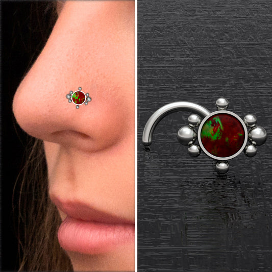 Opal Nose Stud Ring Titanium - TitaniumFashion