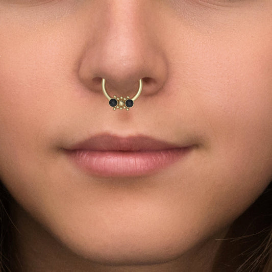 Onyx Septum Ring Surgical Steel - TitaniumFashion