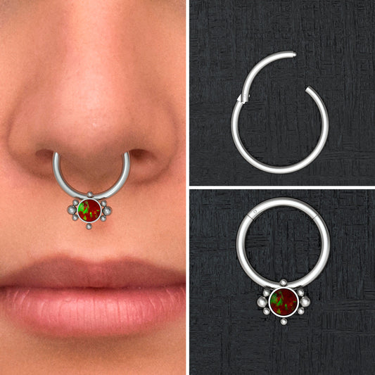 Opal Septum Ring Titanium Implant Grade - TitaniumFashion