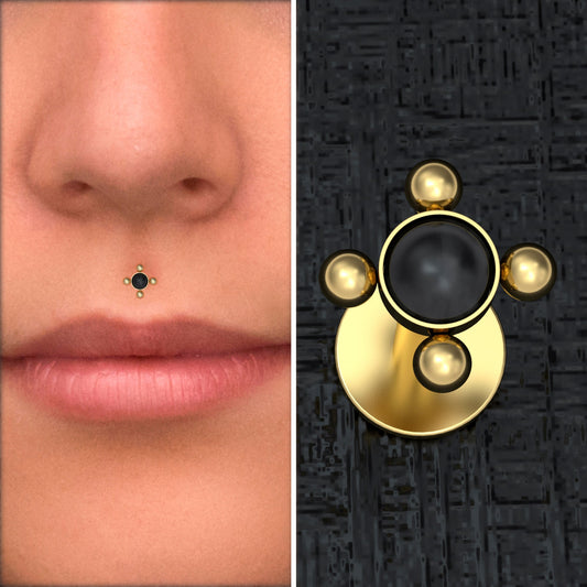 Onyx Lip Piercing Surgical Steel - TitaniumFashion