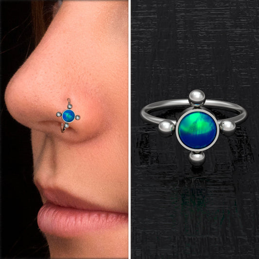 Opal Nose Ring Titanium Implant Grade - TitaniumFashion