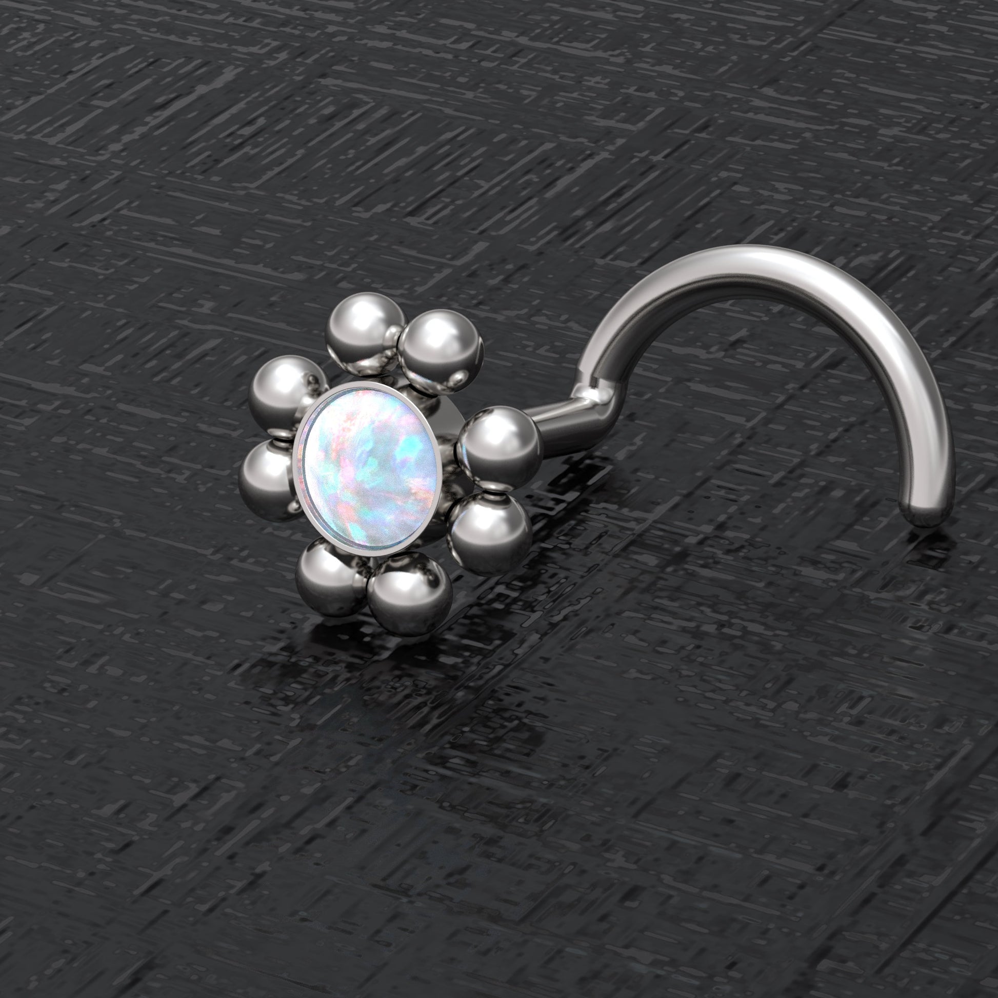 Opal Nose Stud Screw - TitaniumFashion