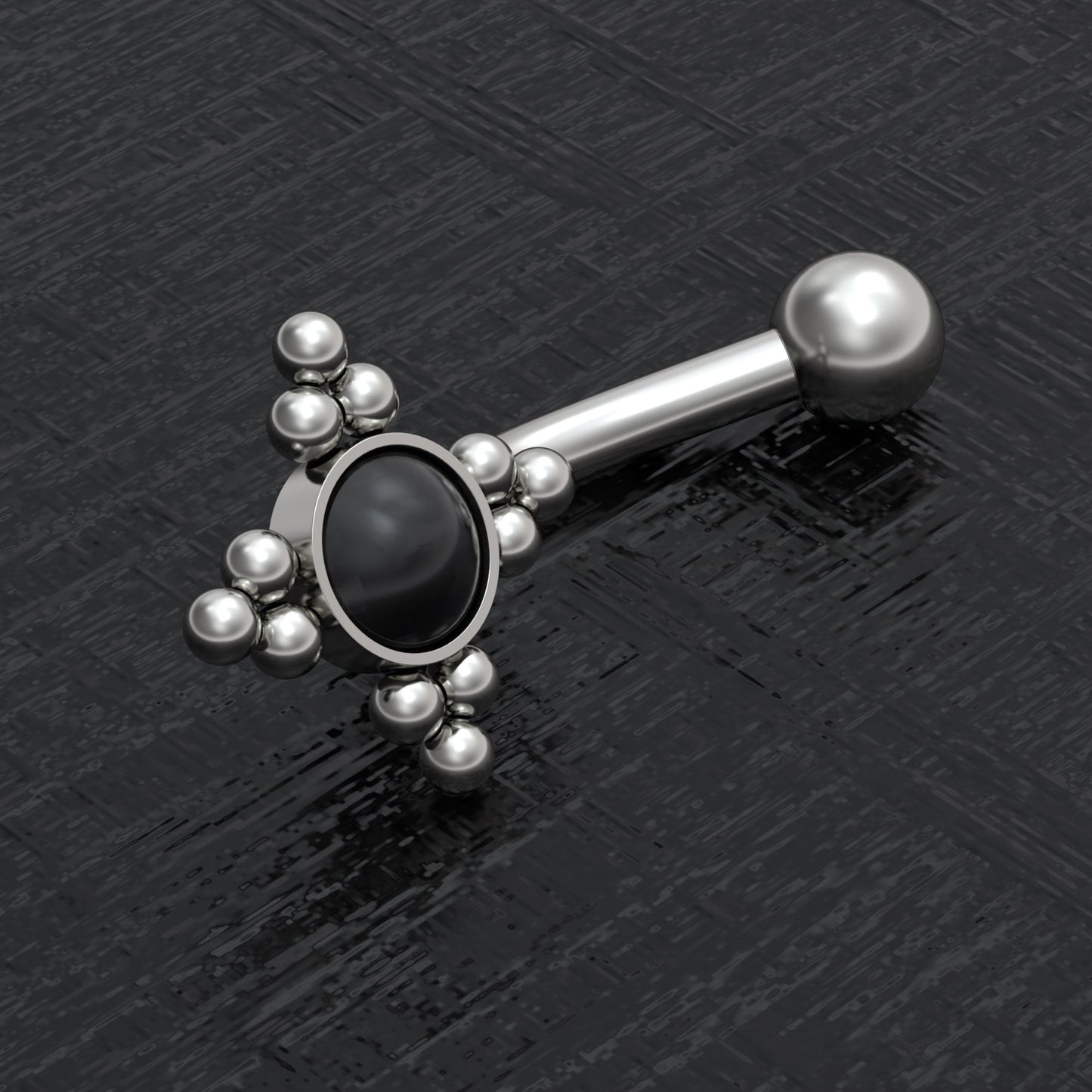 Titanium Rook Earring Onyx - TitaniumFashion