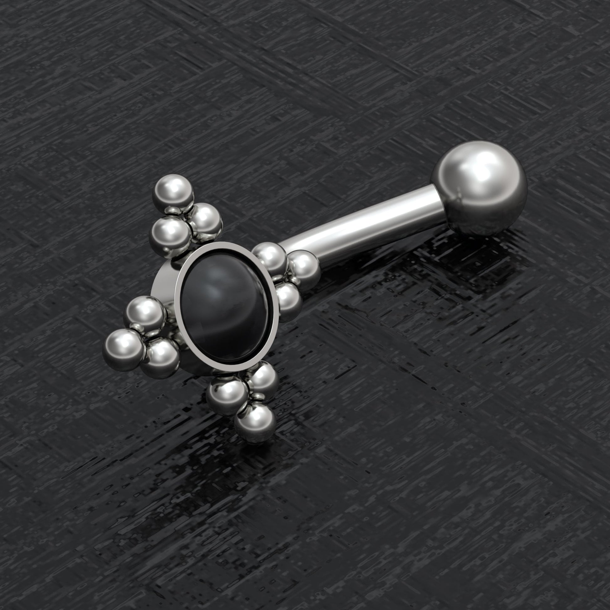 Titanium Rook Earring Onyx - TitaniumFashion