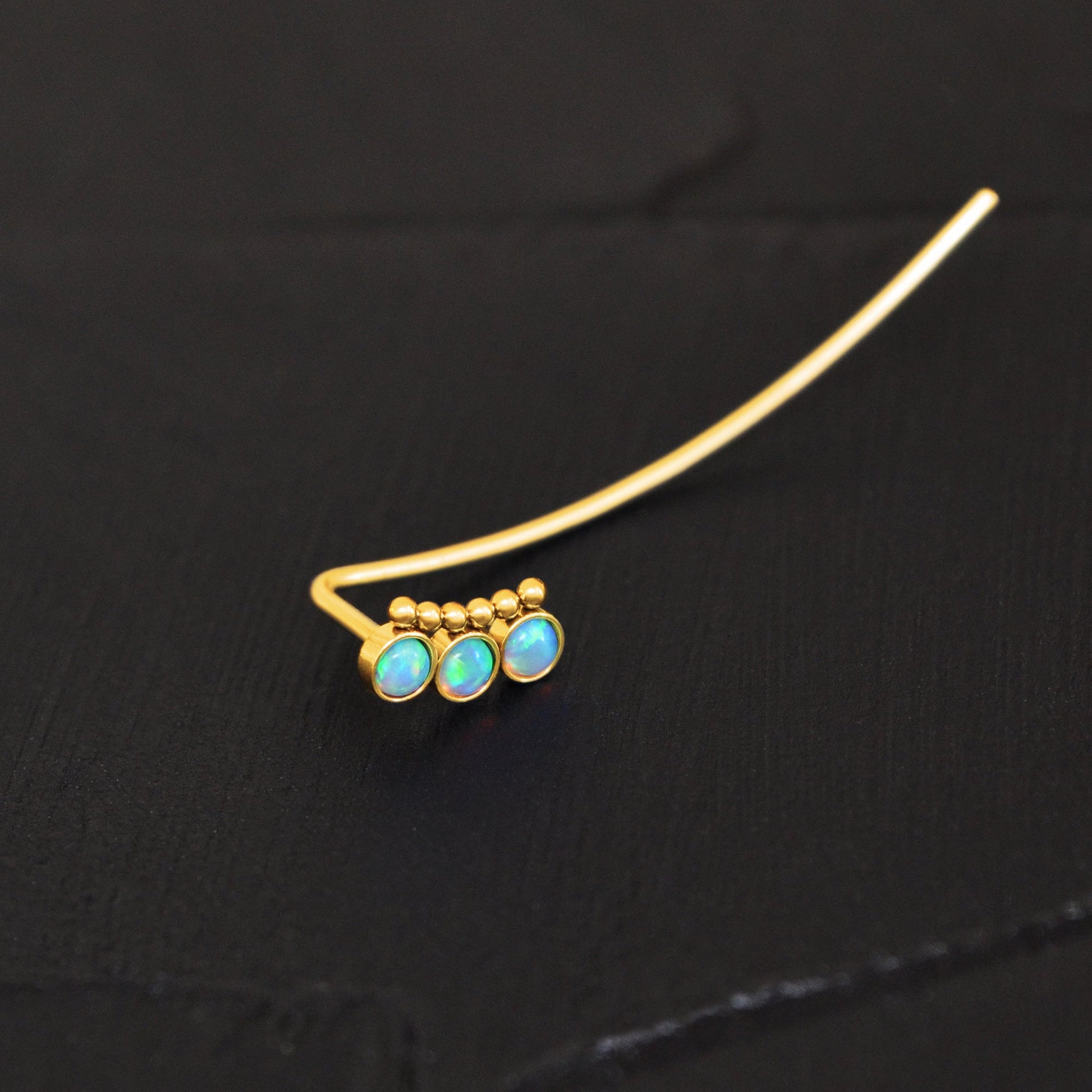 Opal Ear Climber Earrings Surgical Steel - TitaniumFashion