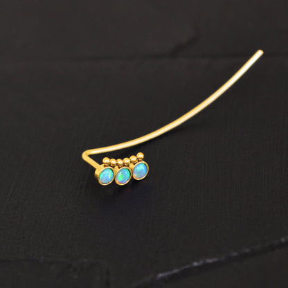 Opal Ear Climber Earrings Surgical Steel - TitaniumFashion