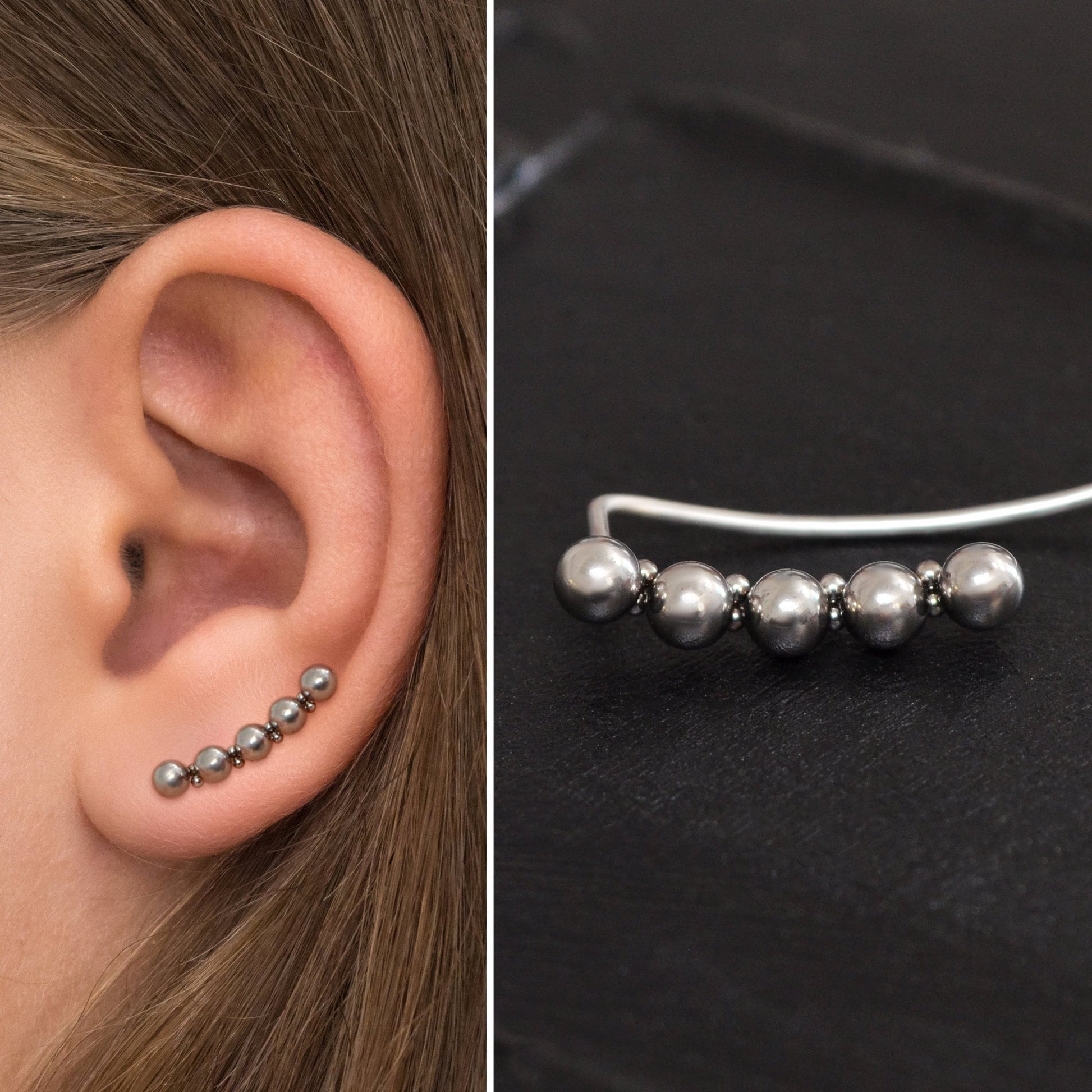 Climber Earrings Surgical Steel - TitaniumFashion