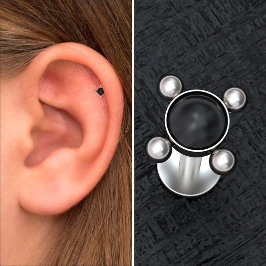 Flat Back Tragus Earring Surgical Steel - TitaniumFashion