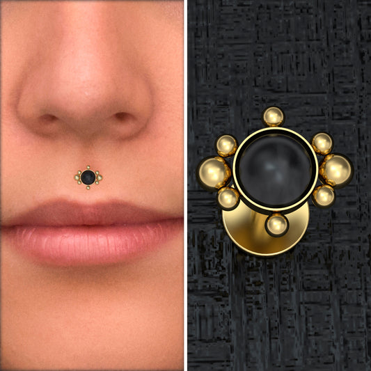 Lip Ring Onyx - TitaniumFashion