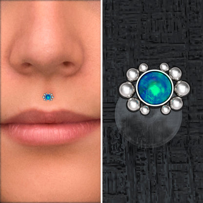 Lip Ring Opal - TitaniumFashion