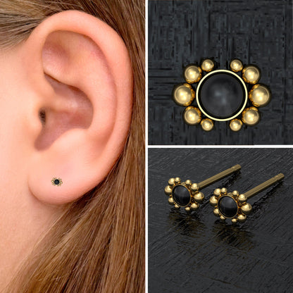 Minimalist Stud Earrings Onyx - TitaniumFashion