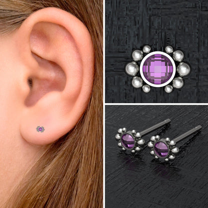 CZ Small Stud Earrings Titanium - TitaniumFashion