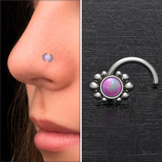 Opal Nose Stud Ring Titanium - TitaniumFashion