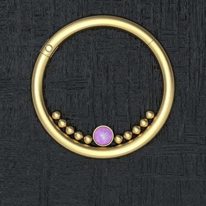 Surgical Steel Nipple Ring Opal - TitaniumFashion