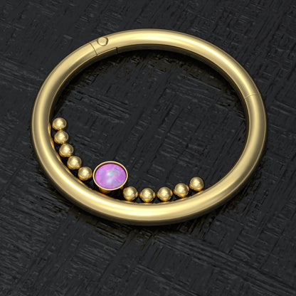 Surgical Steel Nipple Ring Opal - TitaniumFashion