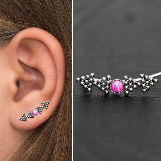 Opal Ear Climber Earrings Surgical Steel - TitaniumFashion