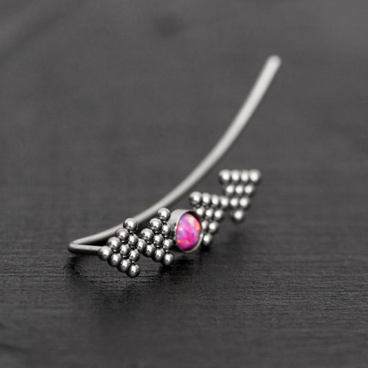 Opal Ear Climber Earrings Surgical Steel - TitaniumFashion