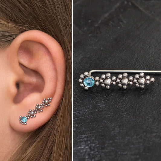 Surgical Steel Ear Crawler CZ - TitaniumFashion