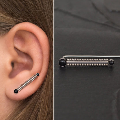 Surgical Steel Ear Crawler Onyx - TitaniumFashion