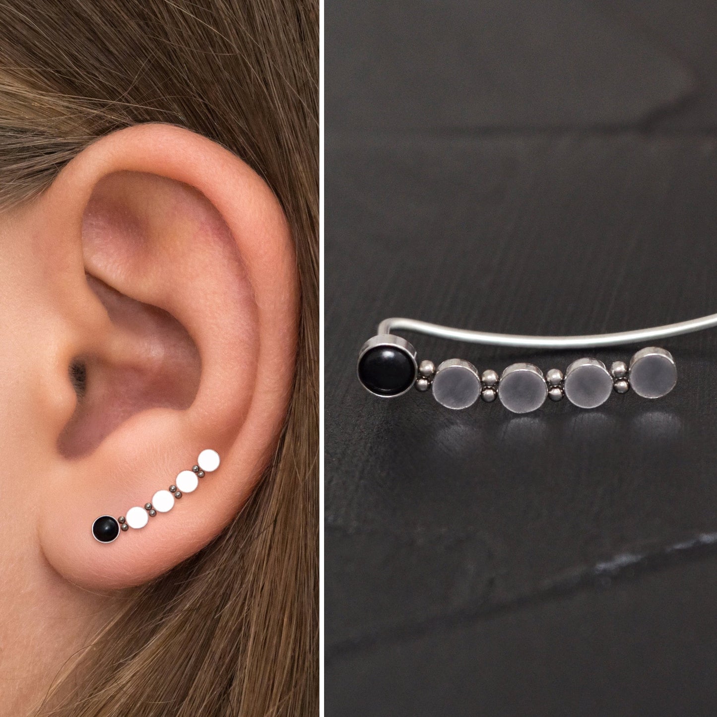 Up The Ear Earrings Surgical Steel - TitaniumFashion