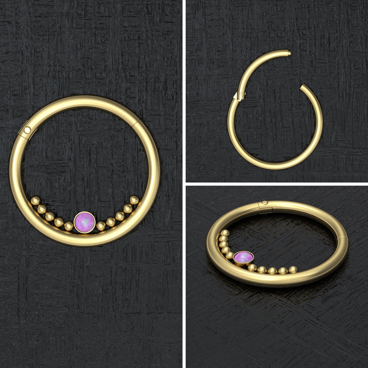 Surgical Steel Nipple Ring Opal - TitaniumFashion