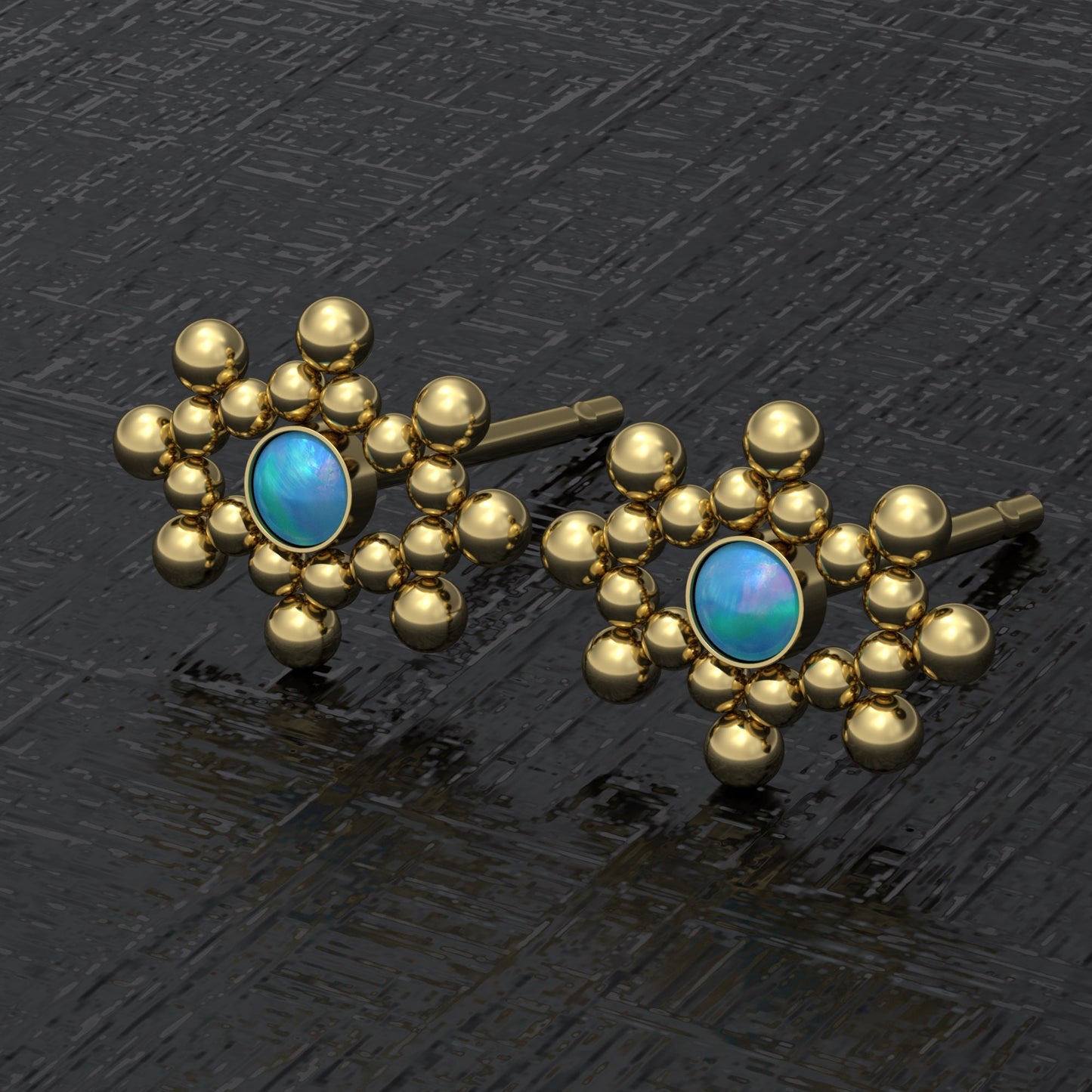 Simple Stud Earrings Opal - TitaniumFashion