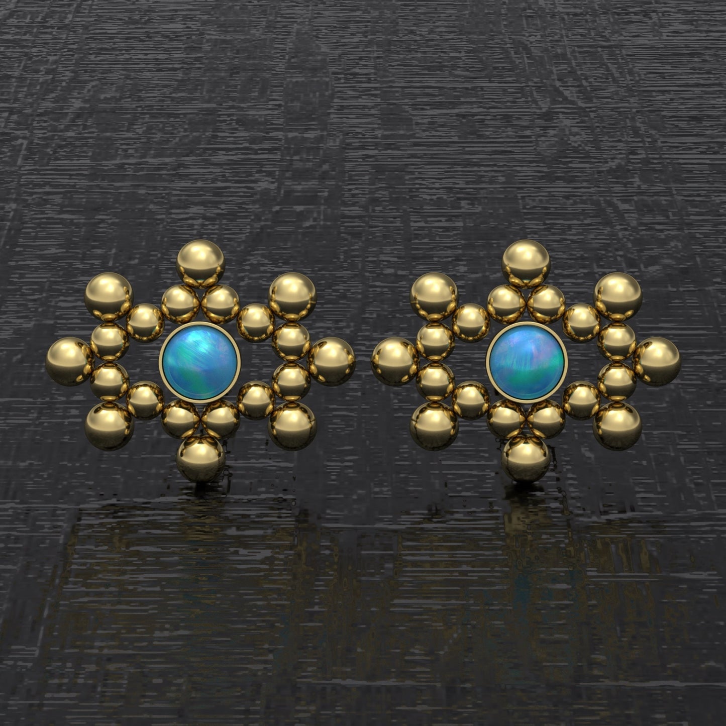 Simple Stud Earrings Opal - TitaniumFashion