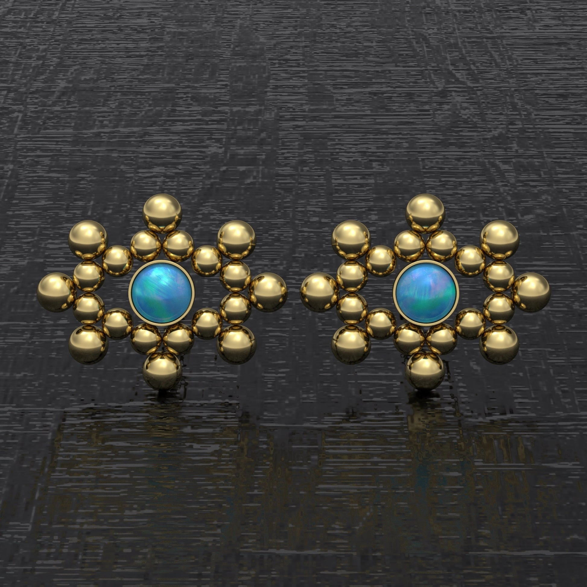 Simple Stud Earrings Opal - TitaniumFashion