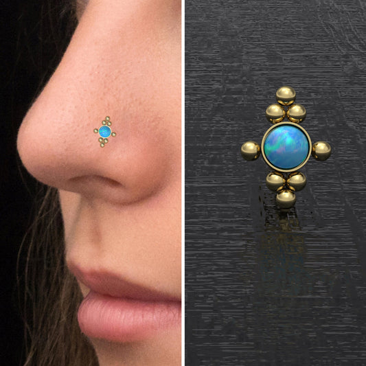 Opal Nose Bone Stud Surgical Steel - TitaniumFashion