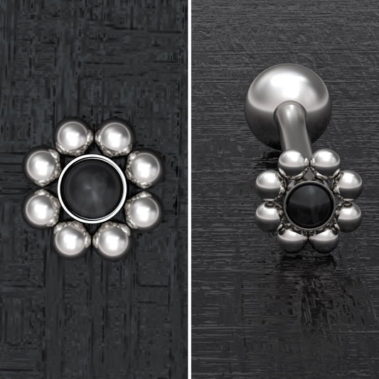 Tongue Ring Onyx - TitaniumFashion