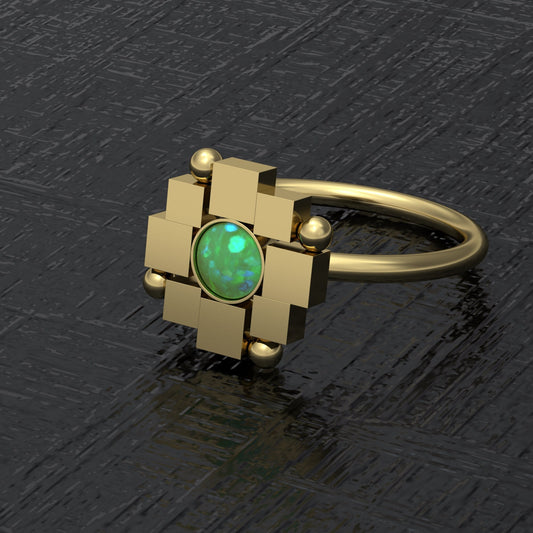 Surgical Steel Nose Ring Hoop Opal - TitaniumFashion