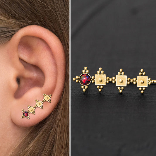 Surgical Steel Ear Crawler Opal - TitaniumFashion