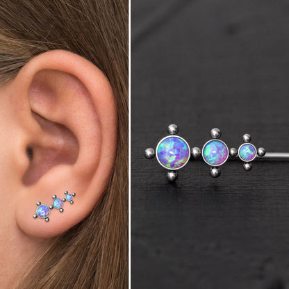 Opal Ear Climber Earrings Surgical Steel - TitaniumFashion