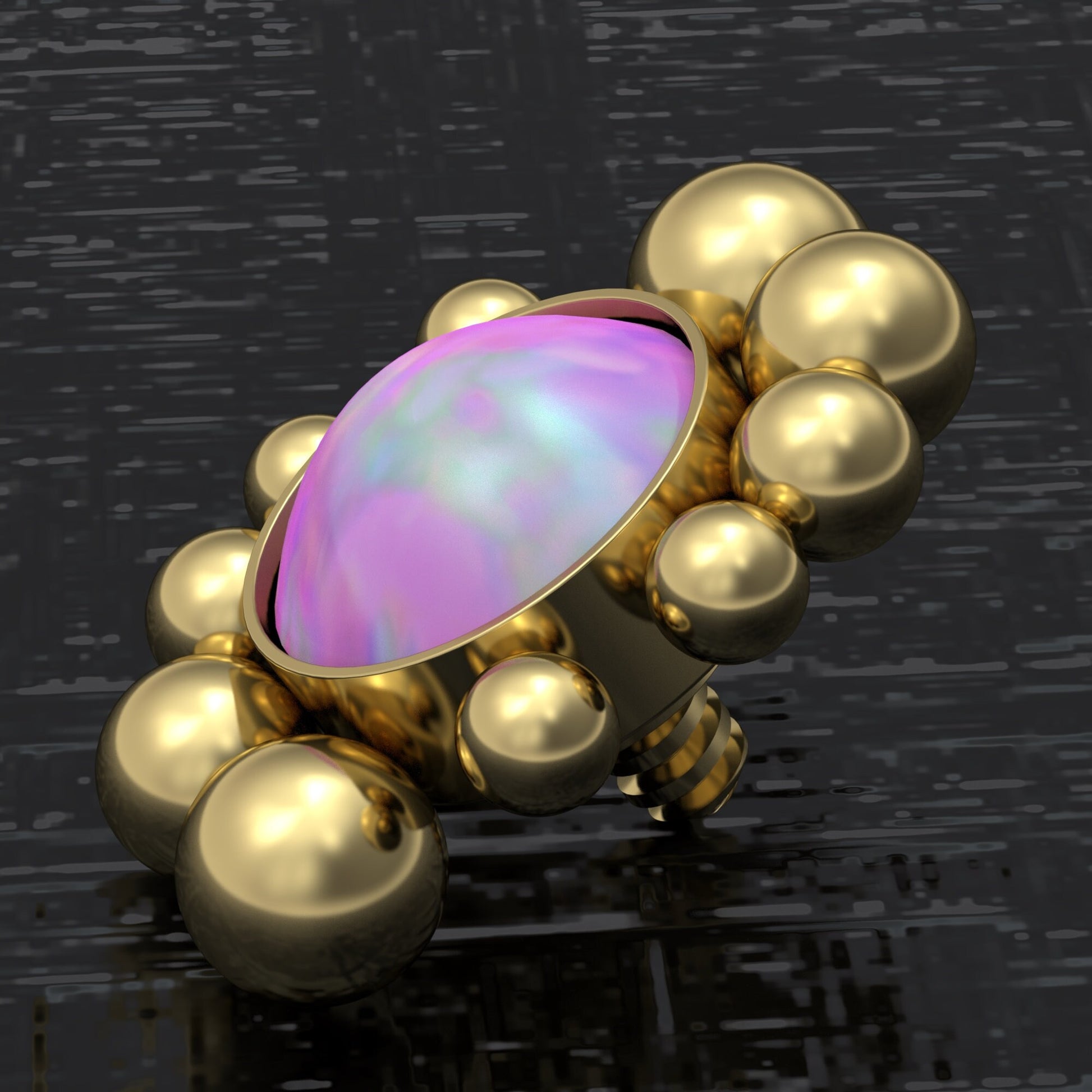 Surgical Steel Dermal Piercing Opal - TitaniumFashion